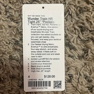 Wunder Train HR Tight 25” WITH POCKETS! size 4 color Hawaiian blue. non worn.